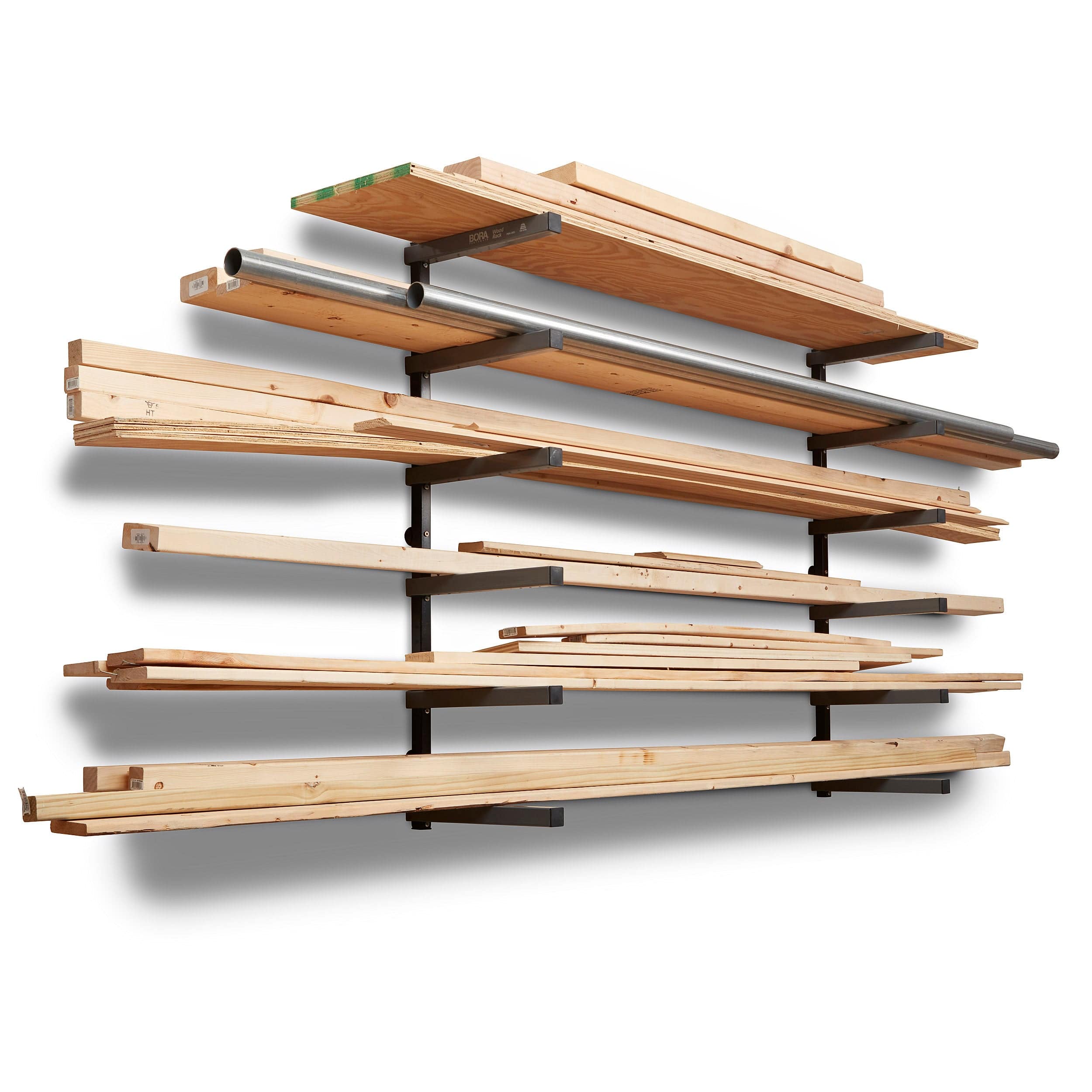 6-Level Lumber Storage Rack - Black & Gray